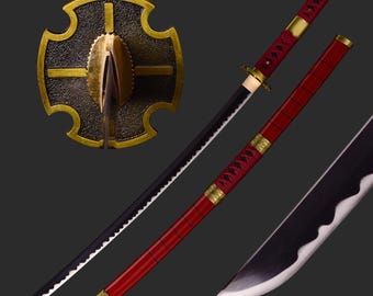 Spada anime One Piece fatta a mano - Spada katana da samurai giapponese autentica, in acciaio ad alto tenore di carbonio 1060, forgiata a mano, autentica, regalo per lui