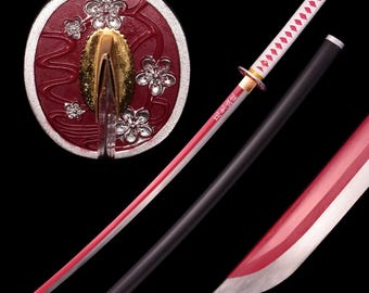 Handmade Anime Sword - Hand Forged Full Tang 1060 High Carbon Steel Japanese Samurai Katana Sword - Perfect for Cosplay, Collection, Display