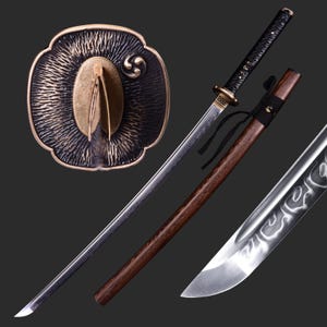 Handmade Japanese Hitatsura Katana - Hand Forged Full Tang T10 Steel Clay Tempering Samurai Katana Sword - Perfect for Collection & Display