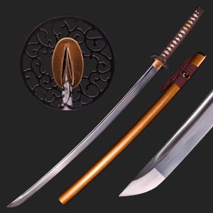 Handmade Katana Real - Hand Forged Full Tang 65 High Manganese Steel Japanese Samurai Wakizashi Katana Sword - Perfect for Martial Arts