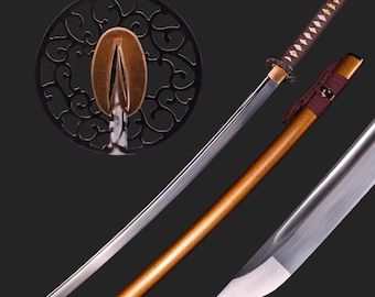 Handmade Katana Real - Hand Forged Full Tang 65 High Manganese Steel Japanese Samurai Wakizashi Katana Sword - Perfect for Martial Arts
