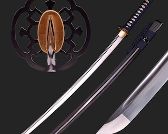 Japanese Handmade Katana - Hand Forged Full Tang 65 High Manganese Steel Real Samurai Wakizashi Katana Sword - Perfect for Martial Arts