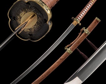 Handmade Samurai Sword Tachi - Hand Forged Full Tang 65 Manganese Steel Blade Real Japanese Katana Sword - Lion, Gift for Him