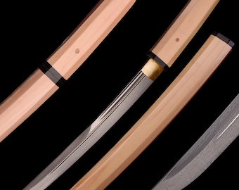 Handmade Shirasaya Tanto Real - Hand Forged Full Tang 1095 High Carbon Steel/Damascus Steel Japanese Short Samurai Sword - Eight Corners