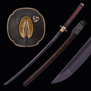 Handmade Japanese Katana Sword - Hand Forged Full Tang 1095 Carbon Steel Black Blade Samurai Sword Real - Perfect for Collection & Display