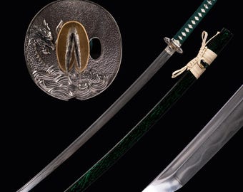 Handmade Sanmai Damascus Katana - Hand Forged Full Tang Damascus Steel Clay Tempering Japanese Samurai Katana Sword Real, Gift For Him