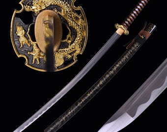 Handgjord drakkatana - Handsmidd full tånge 1060 högkolstål japansk samurajsvärd, äkta, handgjord katana, present till män