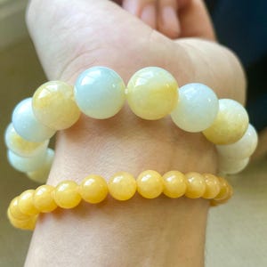 Natürliche birmanische Typ A gelbe Jadeit Perlen Armbänder