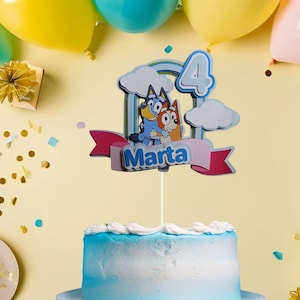 Topo de bolo personalizado, decoração de bolo 3d, decoração de bolo personalizado, decoração de festa, decoração bolo para crianças, BLUEY