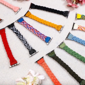 Braided Nylon Apple Watch Band-Elastic Stretch Strap-iWatch Armband-For Series Ultra 10 9 8 7 6 1-5 SE 49 46 45 44 42 41 40 38mm-For Women