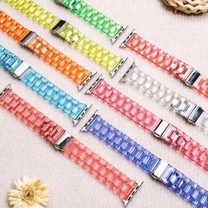 Colorful Resin Apple Watch Band-Apple Watch Bracelet Strap - For Series Ultra 10 9 8 7 6 1-5 SE 49 46 45 44 42 41 40 38mm-Gift For Women