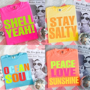 Neon Trendy Summer Shirt Design, Summer Vibes Bundle PNG Sunshine Png Distressed Beach Sunkissed Vitamin Sea Ocean PNG Beach Life Bundle PNG