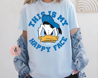 Duck This Is My Happy Face Png, Vintage Grumpy Dnald Disnyy Washed Png, Family Vacation Trip Png, Funny Duck Png File