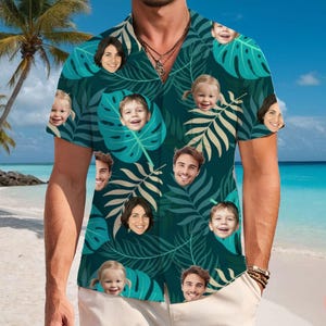 Custom Hawaiian Shirt with Face, Bachelor Party Shirts, TropicalHawaii Party Shirt, Custom Swim Trunks, Family Vacation Trip Hawaiian Shirt
