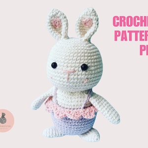 Amigurumi Plush Rabbit Crochet Toy Pdf Pattern for Beginners, Easy Cute Stuffed Plushie Baby Rabbit, Tutorial PDF, Rabbit Amigurumi Pattern