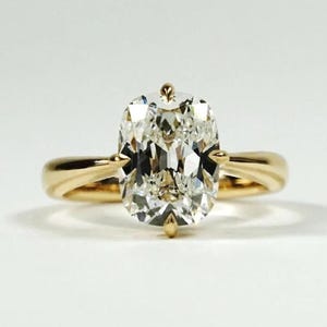 3 CT Cushion Cut Moissanite Engagement Ring, Old Mine Cushion Cut Ring, 14K Yellow Gold Ring, Solitaire Ring, Promise Ring, Anniversary Gift