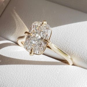 2.80 CT Elongated Cushion Cut Moissanite Solitaire Ring, 14K Solid Yellow Gold Engagement Ring, Proposal Ring, Anniversary Gift Ring For Her