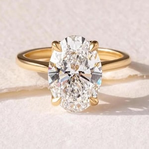 Vintage Tulip 3 CT Oval Moissanite Engagement Ring - 14K Yellow Gold