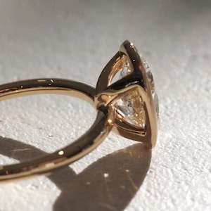 1.75 CT Oval Moissanite Engagement Ring: 14K Yellow Gold Bezel Solitaire