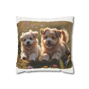 Cozy Pet Pillowcase with Puppies, Decorative Cushion Cover, Cute Animal Gift, Home Decor, Dog Lover Accessories, Pet Lover Decoration
