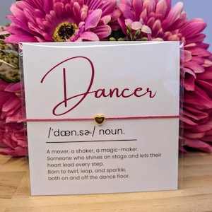 Custom Dance Recital Wish Bracelet Dancer Gift for Girl Ballet Competition Favor Dance Team Accessory Personalized Dance Class Bracelet Card