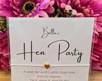 Hen Party Wish Bracelet Bachelorette Party Favor Bride Tribe Gift Team Bride Keepsake Bridesmaid Proposal Card Personalized Hen Do Accessory
