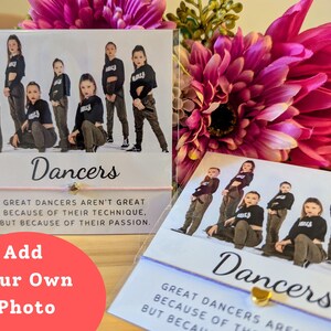 Photo de danse sur carte personnalisée Bracelet et breloque personnalisés Cadeau de danse personnalisé Bonne chance Compétition Souvenir Reconnaissance de l'équipe Studio de danse