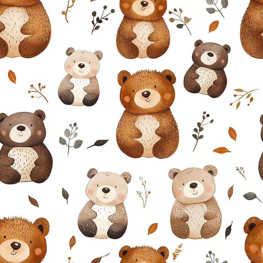 Seamless Cute Bear Browny Pattern Earth Tone Brown Color Back Ground ...