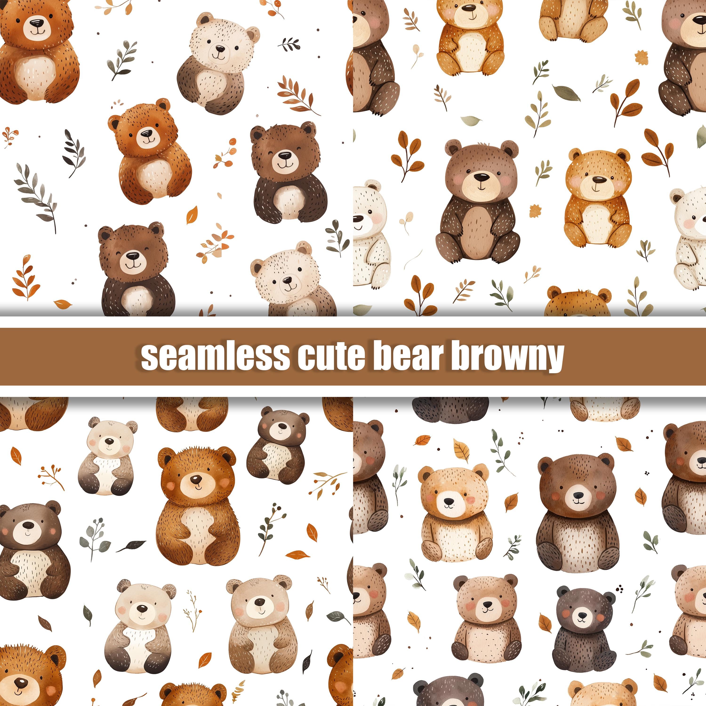 Seamless Cute Bear Browny Pattern Earth Tone Brown Color Back Ground ...