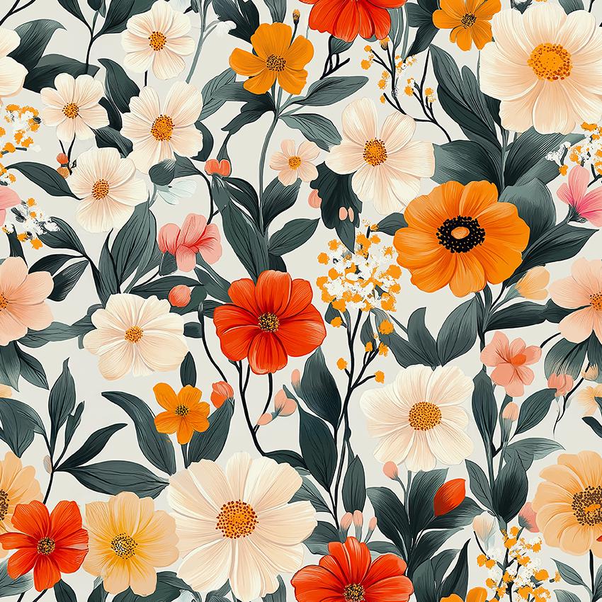 Seamless Flower Spring Summer Pattern Colorful Background Backdrop ...