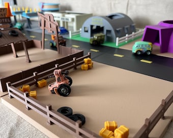 Route 66 Town, Model Town, Tractor Playset | Pasture and Fence | That’s Frank Cars Scene Set