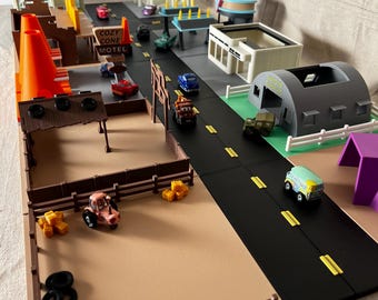 Mini Scale | Radiator Springs Town Diorama Playset | Route 66 Town | Model Town from the Movie Cars | Mini Town Playset | Gifts for Kids