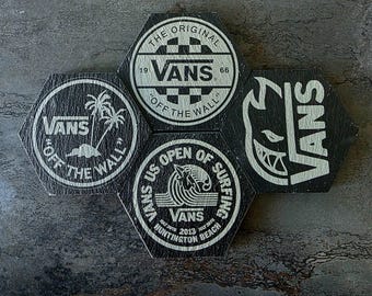 4 Vans engraved coasters