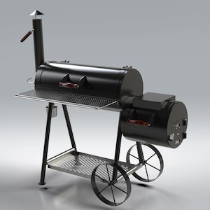Offset smoker bbq-grill dxf-bestanden | 3D-model stap pdf | DIY-plannen voor vuurkistrokers