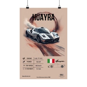 Pagani Huayra Poster | Hypercar Wall Art Print | Italian Exotic Car Poster | Garage Decor | Man Cave Artwork | Car Lover Gift