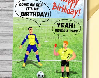Carte d'anniversaire football : thème sportif amusant (téléchargement numérique)