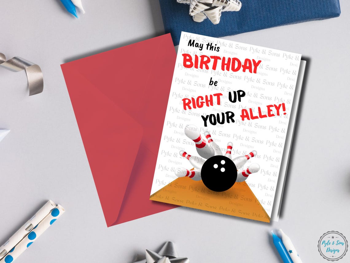 Bowling Birthday Card Printable | Funny Sports Birthday Card | “right