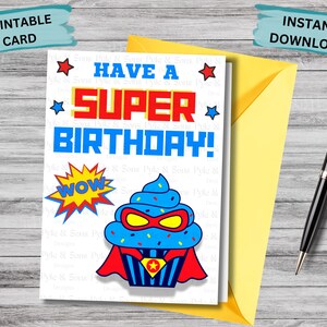 Superheld Geburtstagskarte | Geburtstagskarte zum Ausdrucken | Geburtstagskarte für Kinder | Geburtstag für Ihn | Geburtstag für Sie | Freund-Geburtstags-Karte