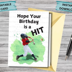 carte d'anniversaire de base-ball | Carte imprimable | Carte d'anniversaire sportive | Carte d'anniversaire pour enfants | Carte d'anniversaire pour adolescents | Carte d'anniversaire pour adultes