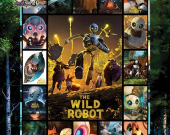 The Wild Robot Blanket, Roz Robot Fleece Blanket, Brightbill VontraThe Wild Robot Blanket For Bed Couch Sofa