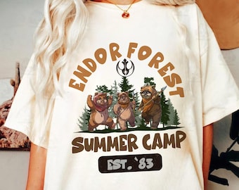 Retro 90S Starwars Ewoks Endor Forest Summer Camp T-Shirt, Family Birthday Gift Adult Kid Toddler Comfort Colors, Star War Ewoks Endor Shirt