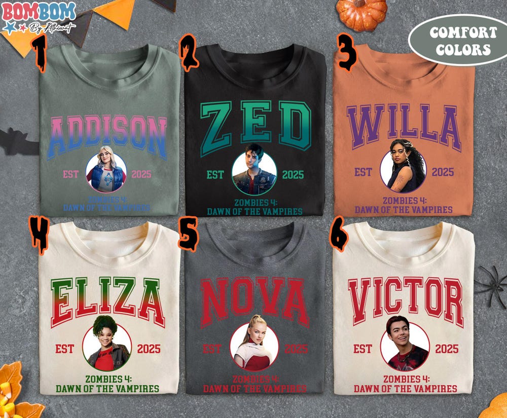 Vintage Zombies 4 Dawn Of The Vampires Shirt, Addison Eliza Nova Victor Willa Zed Tee, Zombies 4 Characters Shirt, Zombies 4 Group Shirt Wintertee Way