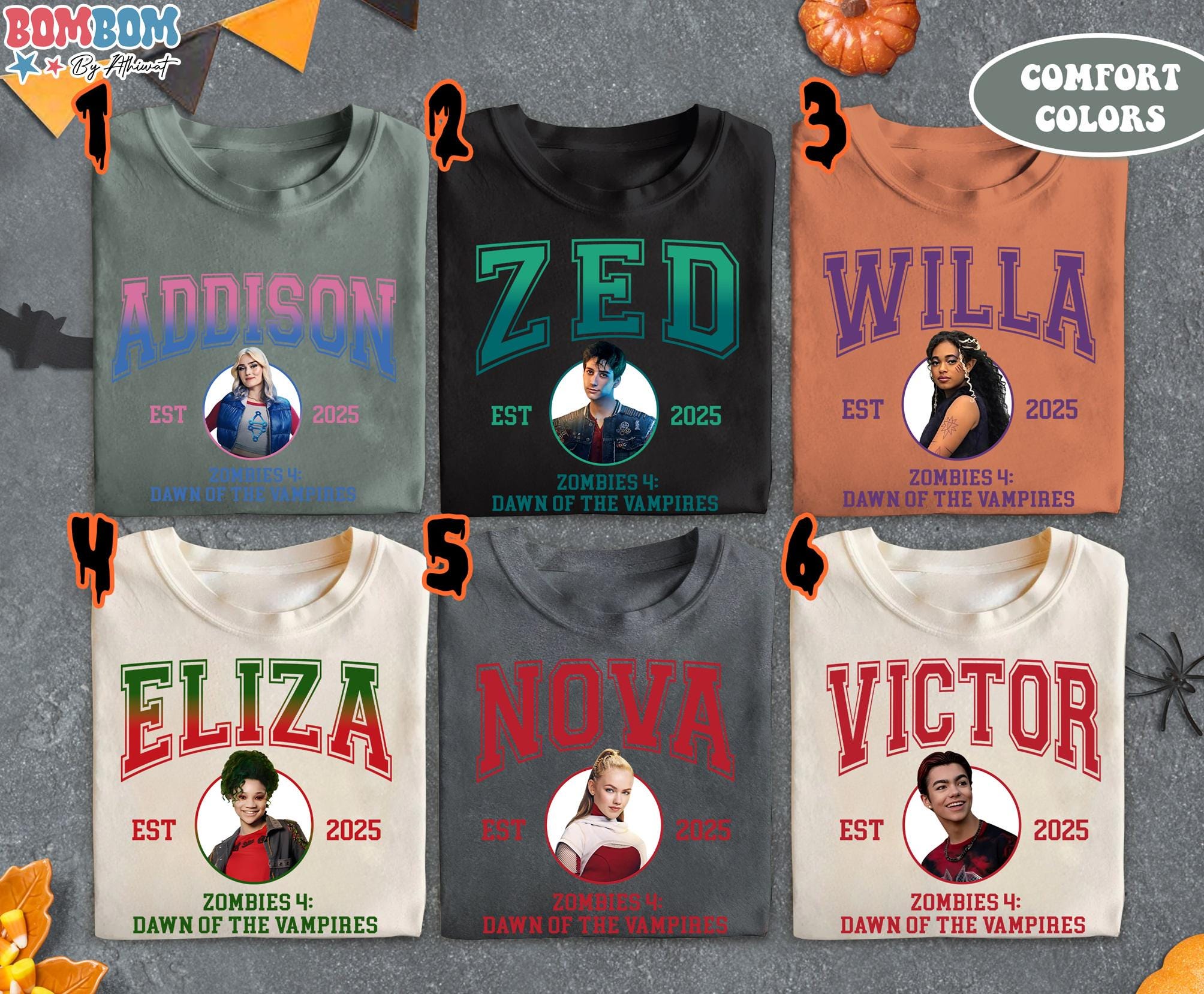 Vintage Zombies 4 Dawn Of The Vampires Shirt, Addison Eliza Nova Victor Willa Zed Tee, Zombies 4 Characters Shirt, Zombies 4 Group Shirt
