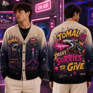 Tomal Has So Many Sorries To Give Knitted Cardigan, Dungeon Crawler Carl Tomal Cardigan, LitRPG Reader Gift, Sci-Fi Book Lover Gift