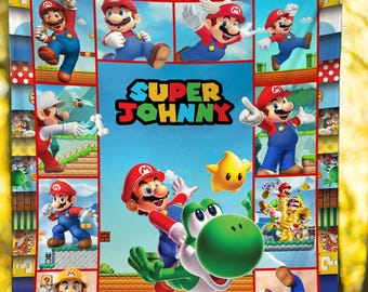 Personalized Mario Fleece Blanket, Mario Bros Blanket, Mario Blanket, Throw Blanket, Home Decor, Kids Blanket, Super Mario Bros Blanket