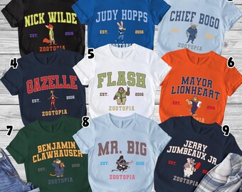 Disneyland  Zootopia Group Matching Shirts, Judy Hopps & Mayor Lionheart,Disneyland  Vacation Trip Family Shirt,Chief Bogo Finnick Yax Shirt