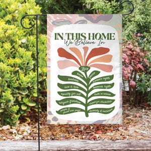 In This Home We Believe In Kindness Flag, Equality Inclusion Diversity Peace Garden Flag, Kindness Flag, Equality For All, Progressive Gift
