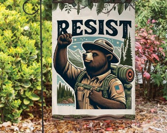 Anti-Trump Yard Sign, Resist Bear Flag, FDT Banner, National Park Service Support, Subtle Resistance Garden Flag or House Flag