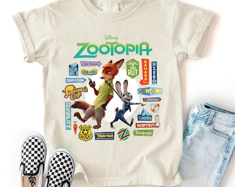 Nick And Judy Zootopia Comfort Color Tee Shirt ,Coquette Bow Disney Zootopia Shirt,Zootropolis Judy Hopps Nick Wilde Movie,Zootopia 2 Tee