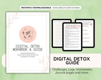 Digital Detox Arbeitsbuch | Bildschirmfreie Challenge | Printable Wellness Journal | Bildschirmzeit reduzieren | Mentale Klarheit & Tech Boundaries Ratgeber